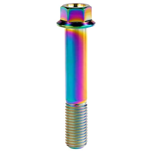 Image of Titanium Bolt M12 30 35 40 45 50 55 60 65 70 75 80 85 90mm Hex Small Flange Head for Motorcycle Car Modification Pack of 4 (M12x65mm Pitch 1.25, Multicolored)