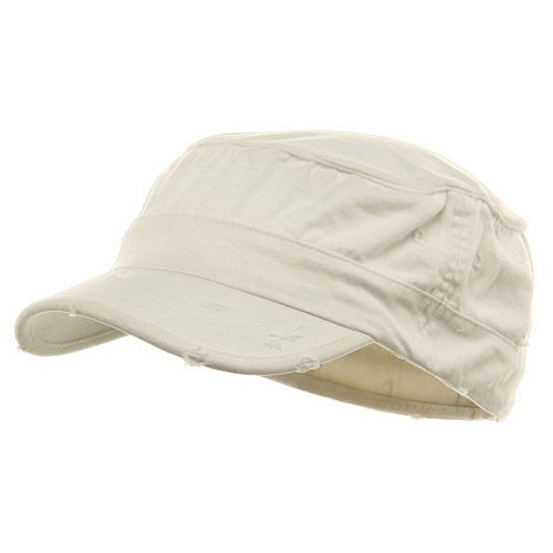 Washed Cotton Fitted Army Cap-White (L-XL)