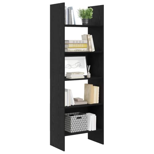 Librería de aspecto roble negro estantería de pie moderna de madera 4
