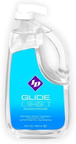 ID Glide 64 fl oz Water Based Personal Lubricant Hypoallergenic Lube for Men Women and Couples, Liquid Glide Natural Feel for Pleasure, Made in USA by ID Lubricants