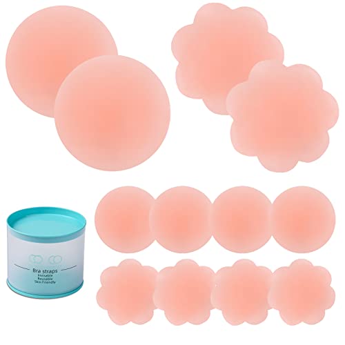 Auruza 6 Pairs Pasties Nipple Covers - Silicone Nipple Covers Reusable Adhesive Invisible, Breast Pasties For Women,Nippleless Covers With Travel Case Pink #TOP4