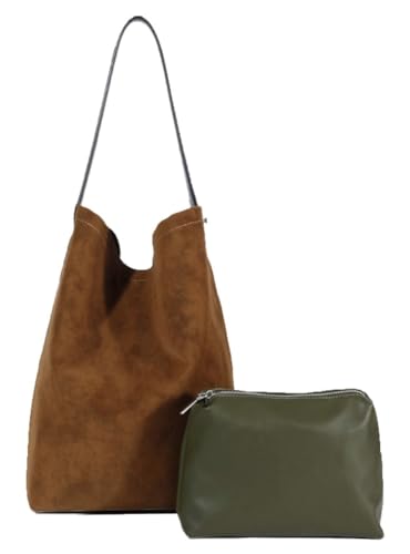 2 Pcs Suede Tote Bag for Women Hobo Bags Large Capacity Top Handle Bag Classic Shoulder Handbag Crossbody Satchel 2025