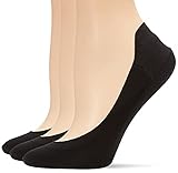 Hue Women's Hidden Cotton Perfect Edge Liner Sock with Gel Tab Sockshosiery, -black, One Size