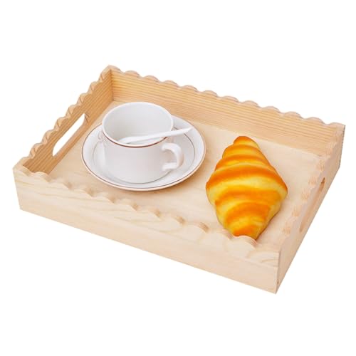 Generico Plateau festonné en bois - Plateau de table décoratif rustique, centre de table pour...