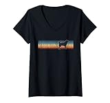 Damen Mudi Vintage Haustierliebhaber Hund Mama Papa Frauen T-Shirt mit V-Ausschnitt