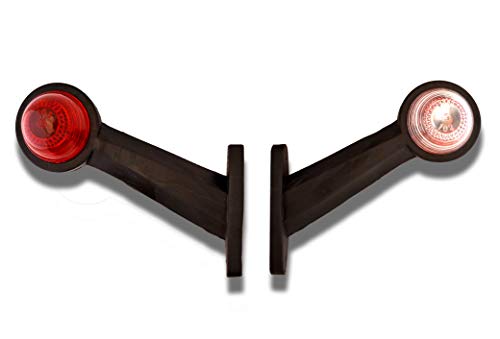 SET OF 2 FRONT REAR STALK MARKER LIGHT 45 DEGREE SHORT RUBBER BODY RED WHITE LAMPS TUCK TRACTOR LORRY TRAILER WAGON BUS CAMPER CARAVAN CAR CAMPER MOTOR HOME ATV VAN PICK UP HORSE BOX UNIVERSAL