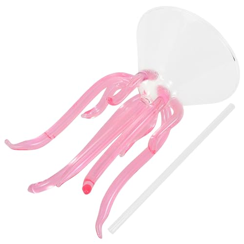 HOLIDYOYO Octopus Martini Glass Glass Cup Jellyfish Shaped Cocktail Glass with Straw Party Wine Glass Goblet Creative Bar Drinkware for Whiskey Margarita Drinking Party