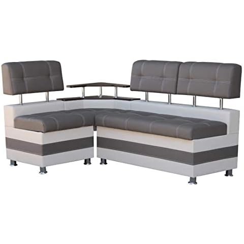 Eckbank Latte Essecke Sitzbank Grau Modern Kunstleder Cover
