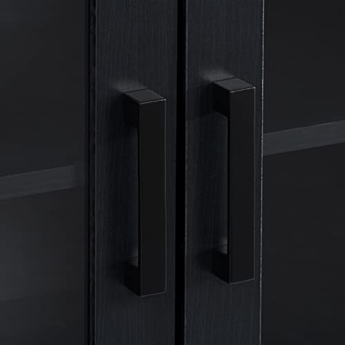 CorLiving Fremont Black Engineered Wood TV Stand with Open and Closed Storage and Adjustable Shelves for TVs up to 95", Living Room, Entertainment Center - Image 3