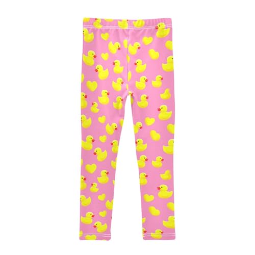 Girls Leggings Size 4T Rubber Duck Heart Soft Stretchy Pants Breathable Girl Clothes for Dresses Dance2