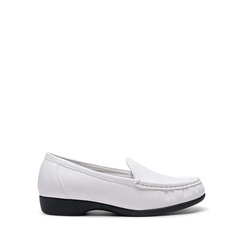 DREAM PAIRS DREAM PAIRS Women's Loafers Slip On Casual Comfortable Lightweight Business Work Office Flat Shoes with Arch Support,Size 10,White,DWUMLS2504