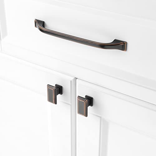 KOOFIZO Rectangular Stepped Cabinet Knob - Oil Rubbed Bronze Pull Handle (Length 40mm / 1.6 Inch), 12-Pack for Kitchen Cupboard Door, Bedroom Dresser Drawer, Bathroom, Vanity, Wardrobe Hardware - Thumbnail 3