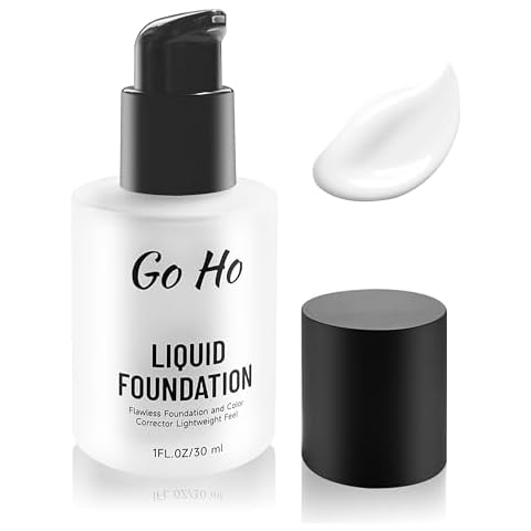 Go Ho White Liquid Foundation,Full Coverage White Foundation,Color Corrector White Demi Matte Finish for Goth Clown Make up, Daily,Cosplay, Halloween Makeup Cover