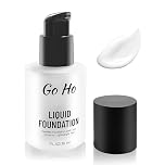 Go Ho White Liquid Foundation Makeup,Full Coverage White Foundation,Color Corrector Demi Matte Finish for Goth Clown Make up, Daily,Cosplay, Halloween Makeup
