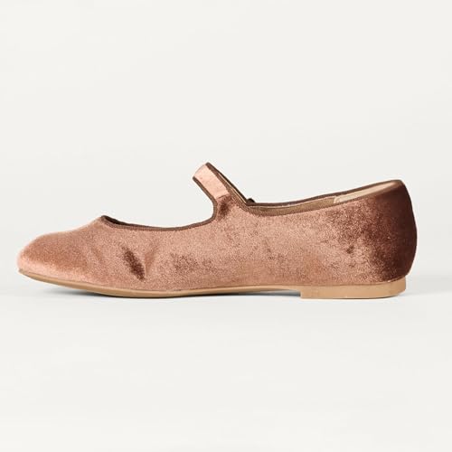 Image of Amazon Essentials Women's Velvet Mary Jane Ballet Flat with Buckle Strap