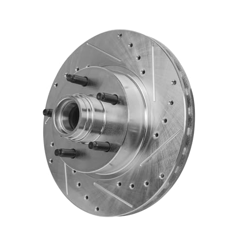 Image of Detroit Axle - Front Brake Kit for Ford Explorer Ranger B2300 B2500 B3000 | B4000 Mercury Mountaineer, Drilled and Slotted Disc Brake Rotors Ceramic Brake Pads Replacement 11.28 inch inch Rotor
