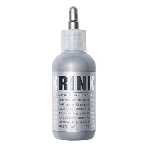 Krink K-66 Silver Paint Marker - Vibrant and Opaque Fine Art Graffiti Markers for Unique Marks on Metal Paper Painted Surfaces and More - Alcohol-Based Krink Permanent Paint Markers for Lasting Lines