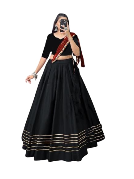 MITRA BIZ Women's Navratri Special Rayon Cotton Lehenga With Gott...