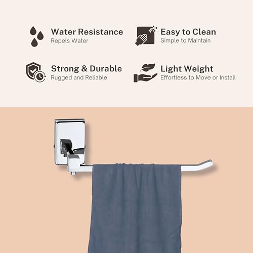 Image of GLOXY Premium Stainless Steel Elite Towel Ring Holder with Chrome Finish - Wall Mounted Napkin Hanger for Bathroom - Towel Hanger for Wash Basin & Kitchen - Bathroom Accessories