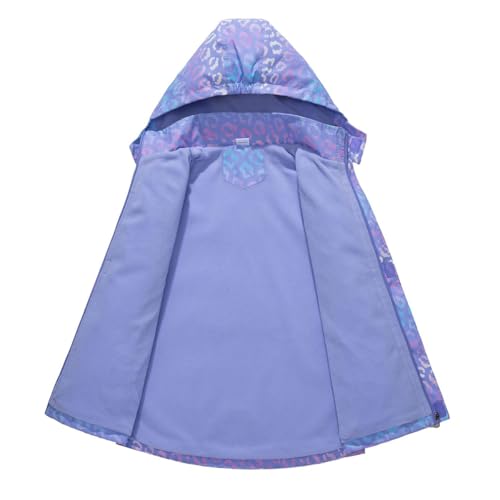 linboo Softshelljacke Mädchen Übergangsjacke mit Fleecefütterung Warm Windjacke Atmungsaktiv Regenjacke Wasserdicht Outdoorjacke für Kinder, Lila 2# 122-128