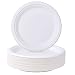 Produktbild 50pcs Pappteller Weiß Rund, Ø 22cm|Umweltverträgliches Bagasse Geschirr,RobustPaper Plates,Strapazierfähige Teller Ideal für Partys, Hochzeit, Geburtstag, Gartenparty, Grillen, Picknick und Festival