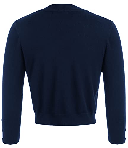 Womens Lightweight Shrug Cardigan Cropped Bolero Jacket For Dress,Xl,Navy Blue #TOP2