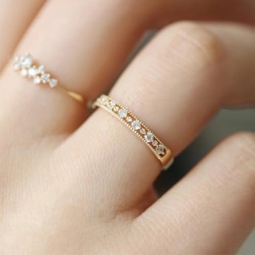 14K Gold Plated CZ Simulated Diamond Stackable Ring Eternity Bands for Women Dainty Stacking Wedding Engagement Statement Rings for Women2