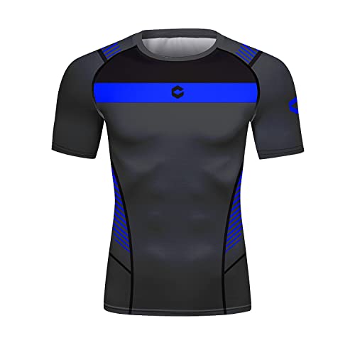 Red Plume Men's Compression Shirt Short Sleeve Printing Cool Dry T-Shirt Running Sports Baselayer Tee