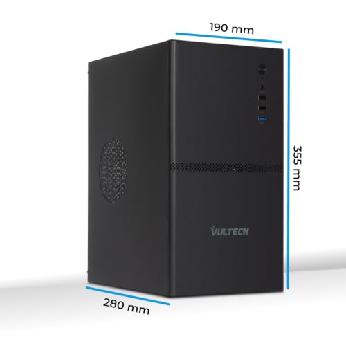 VulTech VCO-M1659P-N obudowa PC ze stali Micro-ATX SPCC z zasilaczem ATX 500 W, USB 3.0, 2 x USB 2.0, obsługa procesora graficznego 270 mm, czarna