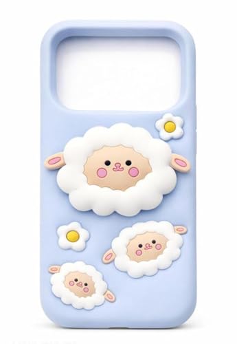 Image of Dezet Back Cover Compatible with iPhone 17 Pro Soft Silicone 3D Cute Cartoon Cover, Aesthetic Full Protective Case Cover Girls & Women (Blue)