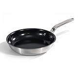 GLOBEHOME 5 Ply Ceramic Non Stick Frying Pans - 8 Inch Stainless Clad Nonstick Skillet, Professional Cookware for Induction, All Stoves and Oven