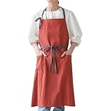 [créer] 【選べる3サイズ】atRise[アットライズ] エプロン カフェエプロン レディース おしゃれ 可愛い ポケット2つ 軽い 肩ひも調節可能 3サイズ展開 (オレンジ, M)