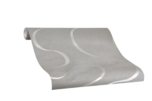 Colani Visions wallpaper, color: grey beige, metallics (glossy), article no:. 6053-3352, Black, Silver, 70 x 1005 cm