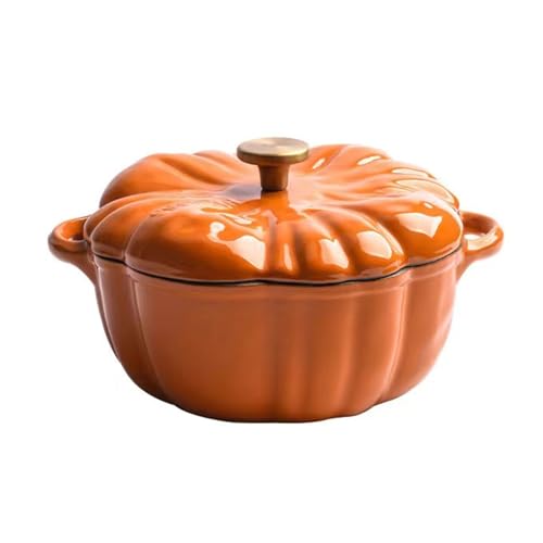 Casseruola a forma di zucca creativa olandese con coperchio, in ceramica, antiaderente, multifunzione, per cuocere, bollire, arrostire (25 cm)