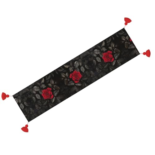 Chemin de table feuilles noires idéal pour habiller une table basse