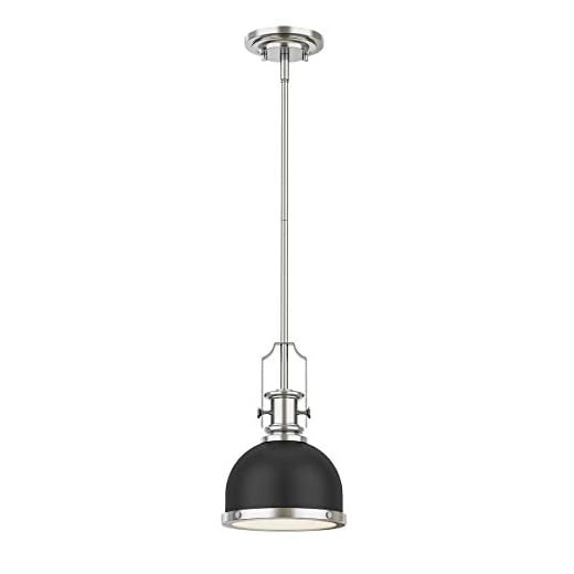 GZBtech Black Dome Pendant Light Fixtures,Modern Hanging Light Over Kitchen Table with Brushed Nickel and Matte Metal,Industrial Ceiling Pendant Lighting for Kitchen Island Dining Room Foyer Hallway