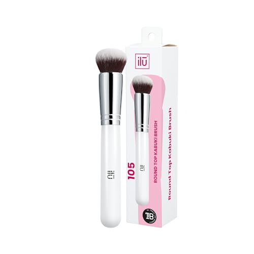 KABUKI round tip brush 105 1 u e Blush Sintetico Vegan Ergonomico Facile da Pulire Manico in Legno Copertura Naturale Pelle Sensibile