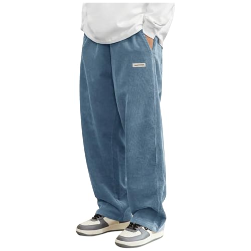 Corduroy Pants for Men Lounge Trendy Trousers Drawstring Slacks Wide Leg Fashion Streetwear