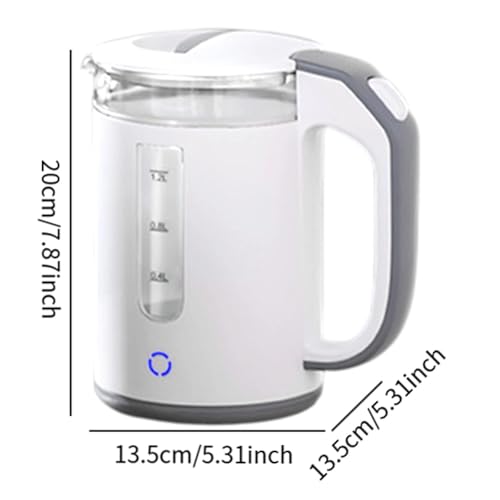 Tetera eléctrica de vidrio borosilicato 1.2 L blanca miniatura 3