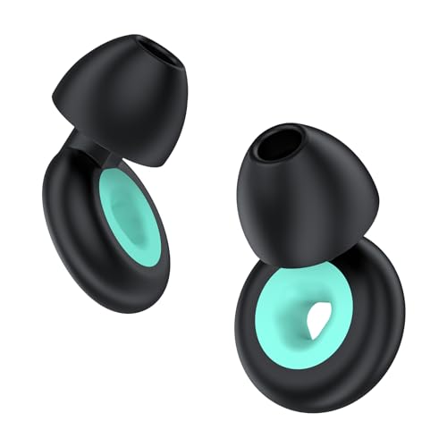 Silicon Ear Plugs for Noise Reduction – Super Soft, Reusable Hearing Protection in Flexible Silicone for Sleep, Noise Sensitivity - 3 Ear Tips in S/M/L – 26dB & NRR 14 Noise Cancelling – Black