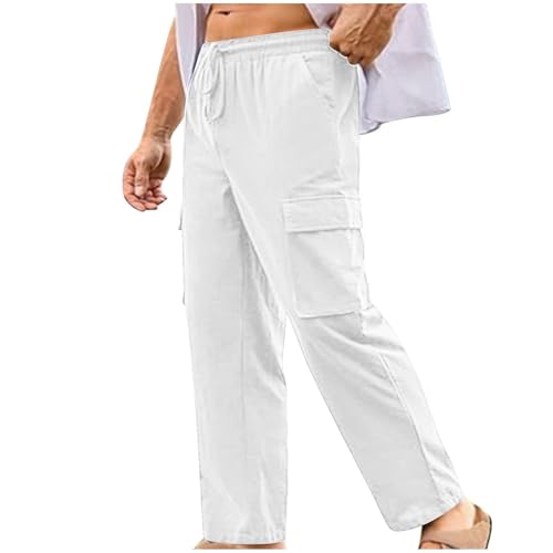 Mens Cargo Pants Lightweight Elastic Waist Drawstring Casual Pants Loose Elastic Waist Trousers with Pockets3