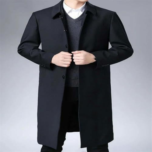Chaqueta larga para hombre JXQXHCFS de invierno estilo casual y negocios 5