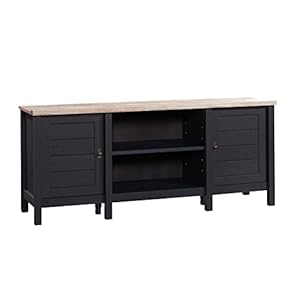 Sauder Cottage Road TV Credenza with Doors, L: 59.13″ x W: 15.59″ x H: 24.65″, Raven Oak Finish