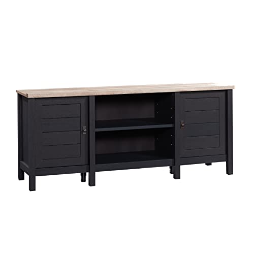 Sauder Cottage Road TV Credenza with Doors, L: 59.13″ x W: 15.59″ x H: 24.65″, Raven Oak Finish