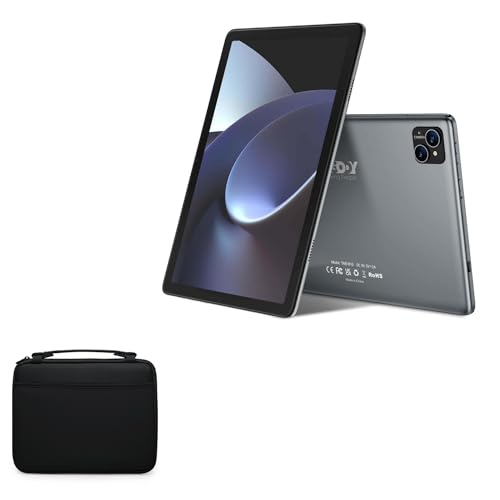 BoxWave Case Compatible with Xgody M10 (10.1 in) - Hard Shell Briefcase, Slim Messenger Bag Briefcase Cover Side Pockets - Jet Black