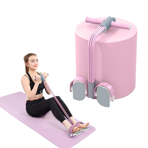 Multifunctional Pedal Puller Resistance Rope - 4 Elastic Tube Gym Bands Resistance Ankle Resistance Bands Home Gym/Pilates Workout Equipment Accessories for Women Fitness Fitness Technology Pink