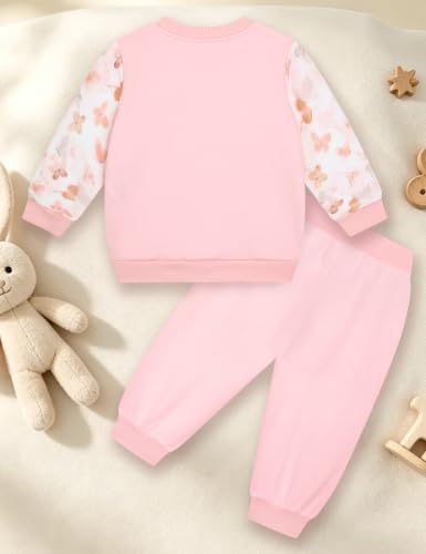 Image of Gnainach Baby Girls Clothes 2 Piece Sweatshirt Toddler Fall Winter Outfit | Long sleeve sweatshirt,Soft,cozy fabric for everyday fall and winter outfits
