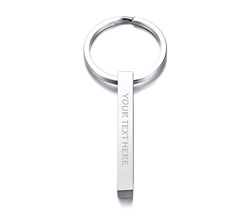 XUANPAI Personalisierte maßgeschneiderte 4-seitig Edelstahl Minimalistischen Cuboid Bar Keychain Schlüsselanhänger XUANPAI Personalisierte maßgeschneiderte 4-seitig Edelstahl Minimalistischen Cuboid Bar Keychain Schlüsselanhänger