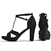 Lyngixko Women's Strappy Block Heels Sandals Comfortable Open Toe Chunky Dress Wedding Shoes with Adjustable Ankle Strap Black