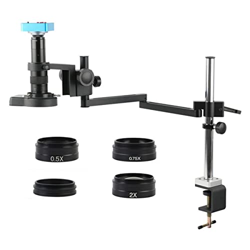 Microscope 48MP 2K 1080P H_DMI USB Video Digital Microscope Camera 180X Zoom C Mount Lens Table Clamp Holder for Phone PCB Soldering Repair